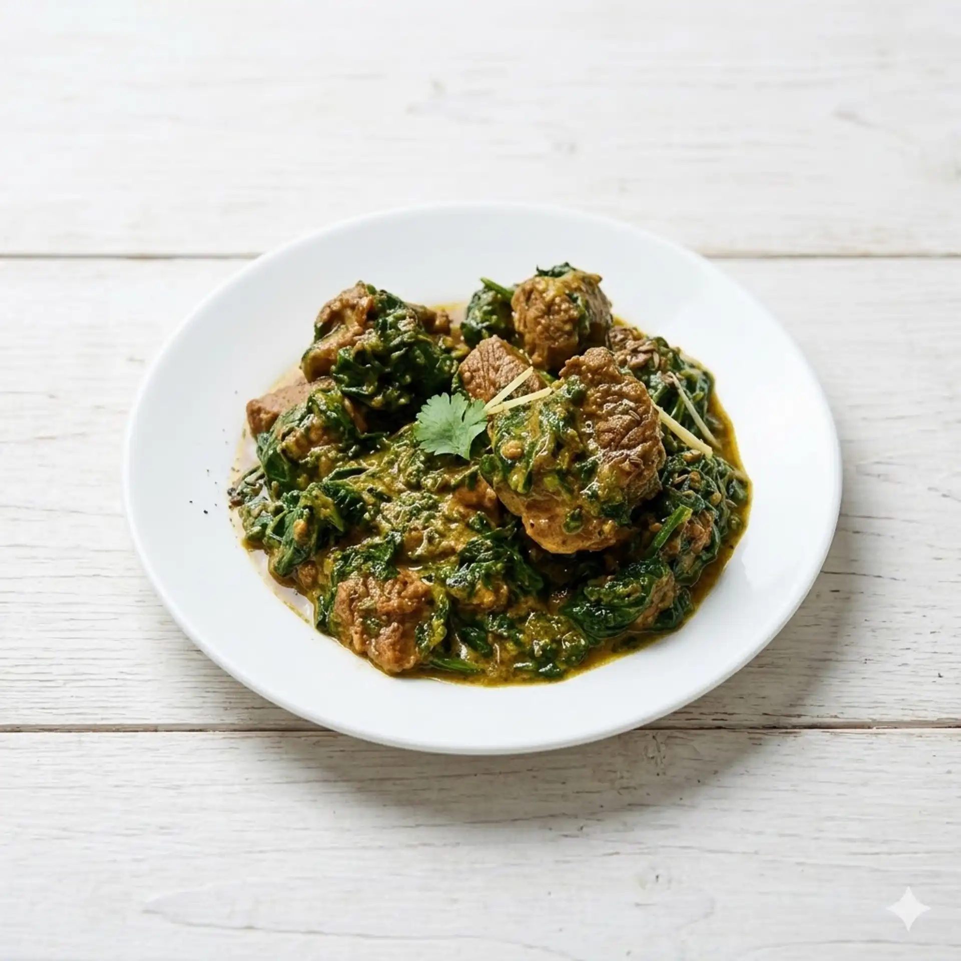 Beef saag, beef simmered in a spiced spinach gravy at Dawat India Restaurant in Regina